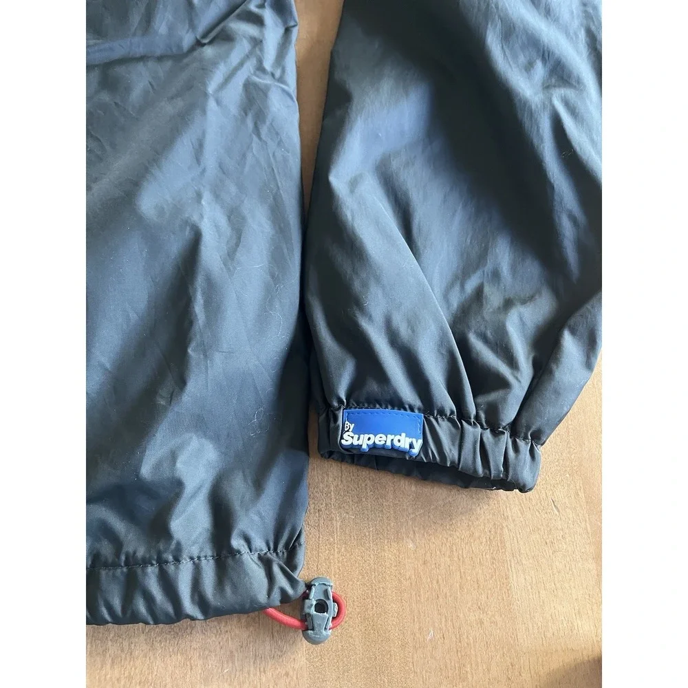 Superdry Sport Mens Black Nylon Streetwear Rain Jacket Size M Medium Windbreaker
